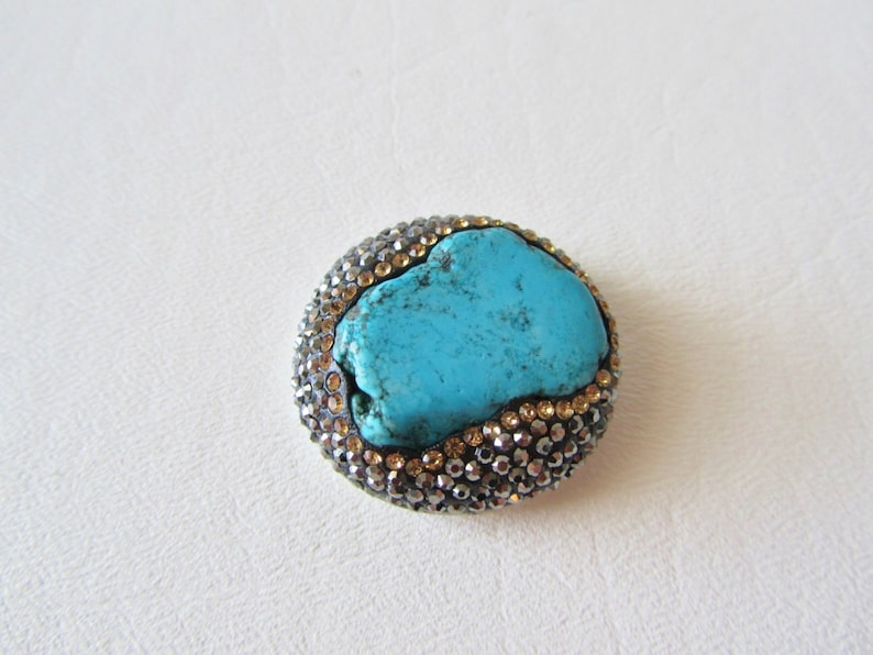 Sparkling Crystal and Blue Magnesite Focal Bead