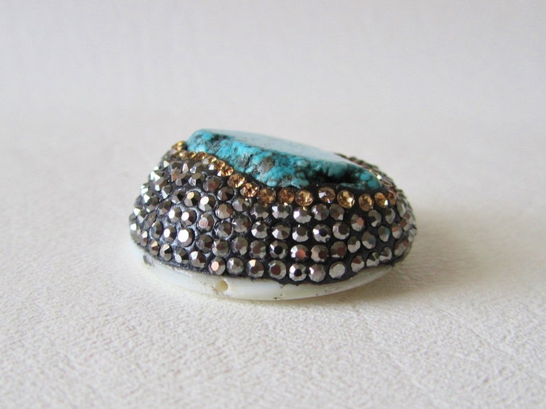 Sparkling Crystal and Blue Magnesite Focal Bead