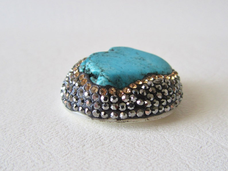 Sparkling Crystal and Blue Magnesite Focal Bead