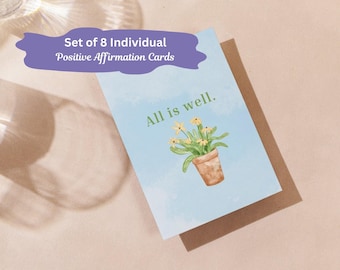 Set of 8 Printable Affirmation Cards, Inspirational Quotes, Desk Decor (2.25" x 3")
