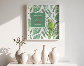 Jungle Wall Art with Inspirational Quote - Parrot (Digital Download)