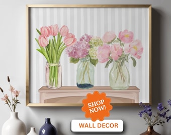 Watercolor Florals Wall Art: Botanical Home Decor (Digital Download)