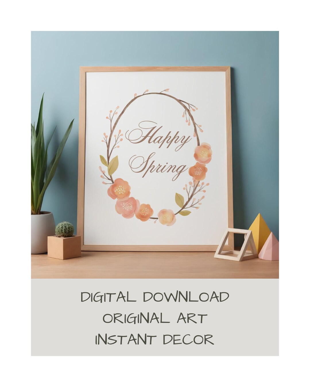 Happy Spring Modern Happy Spring | Digital Download | Wall Decor | 8x10 | Florals - Etsy