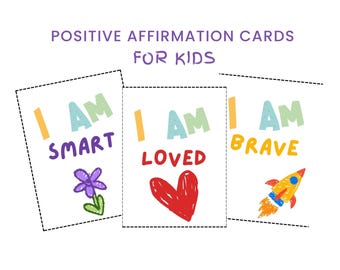 Kids Affirmation Cards, Positive Self-Esteem, Mental Health (Digital Download)