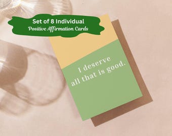 Positive Affirmation Cards: Set of 8 Daily Encouragement, Meditative (Digital Download)