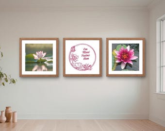 Wall Art with Tibetan Mantra Om Mani Padme Hum Lotus Flowers Digital Download