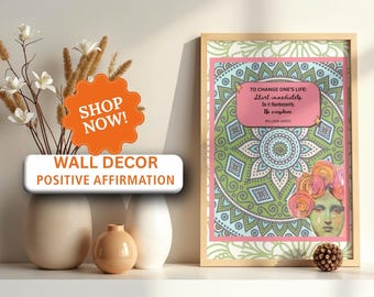 Yoga Studio, Meditative Space Wall Art with Encouraging Quote: Change your Life (Digital Download)