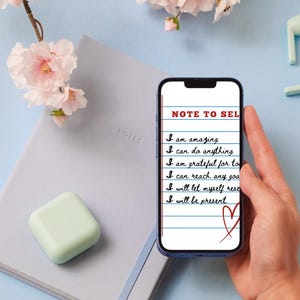 Telefonkonst: Påminnelser om självkärlek, daglig inspiration på din mobiltelefon (digital nedladdning)