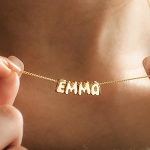 Collar con nombre personalizado de burbuja, dije inicial de burbuja en 3D, collar con letra 3D personalizada, collar con nombre de burbuja, regalo de cumpleaños para él, regalo para mamá