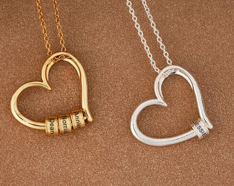 Collar con nombre familiar personalizado, collar con colgante de corazón, nombres de niños para mamá, collar con varios nombres, regalo para mamá primeriza, regalos para damas de honor