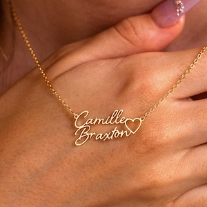 Collar personalizado con dos nombres y corazón, collar con nombres de niños, collar con nombre, collar para mamá, regalo de aniversario para esposa, regalo para madres.