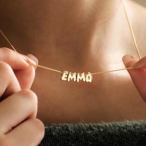 Custom Bubble Name Necklace, Bubble 3D Initial Charm, Personalized 3D Letter Necklace, Puff Name Necklace, Birthday Gift for He,Gift for Mom
