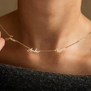 Multiple Name Necklace, 14K Gold Name Necklace, Family Name Necklace, Kids Name Necklace, Name Jewelry, Gift for Mom Grandma, Gift for Wife