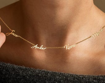 Multiple Name Necklace, 14K Gold Name Necklace, Family Name Necklace, Kids Name Necklace, Name Jewelry, Gift for Mom Grandma, Gift for Wife