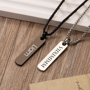 Collar de barra personalizado para hombre, collar con nombre grabado, regalo del Día del Padre, collar para papá, regalo de cumpleaños para papá, regalo para él
