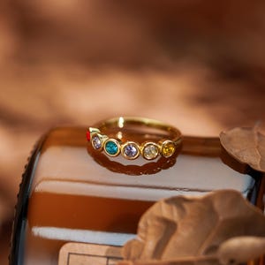Dainty Multiple Birthstone Ring, Personalized Birthstones Ring, Family Ring, Birthday Gift, Mother Ring, Christmas Gift, Gift for Grandma