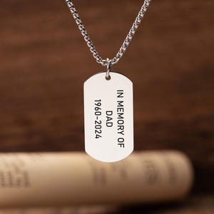 Placas de identificación personalizadas para hombre, collar de acero inoxidable, regalo para papá, regalo para esposo.