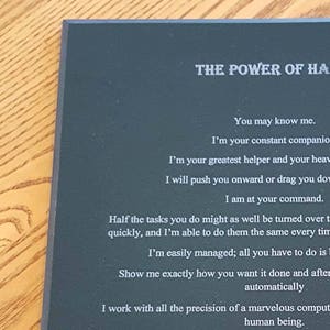 The Power of Habit  Inspirational Black Marble Etching