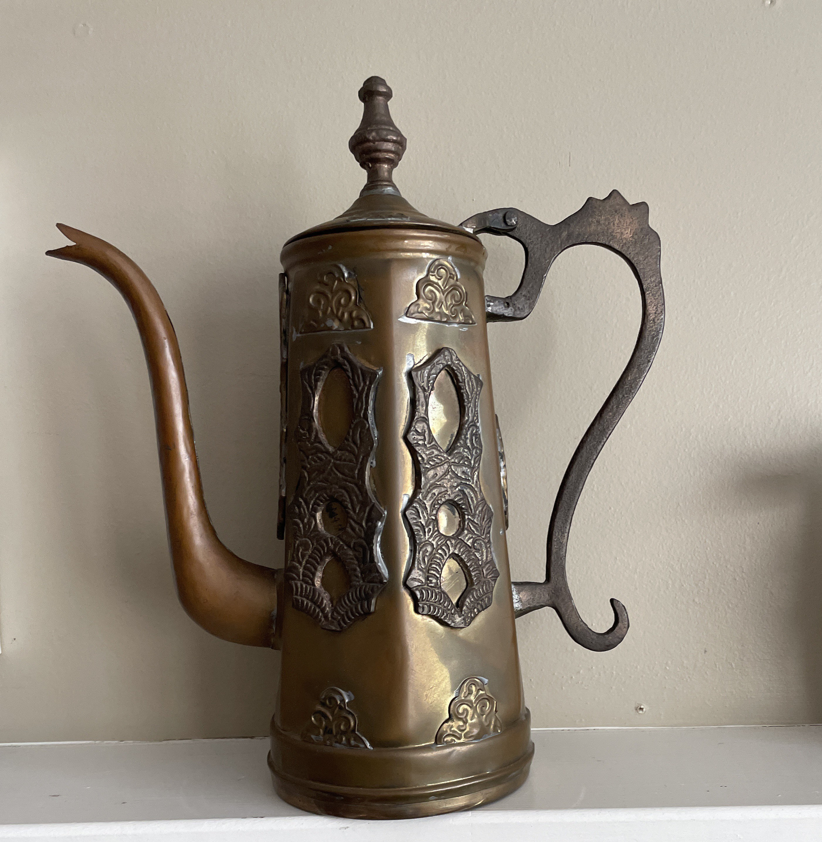 Vintage Mid Century Brass Large Coffee Pot Decor only Made Etsy
