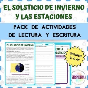 El Solsticio de Invierno Lectura | Winter Solstice Spanish Reading Comprehension Printables | Winter Worksheet | Learn Spanish Homeschool