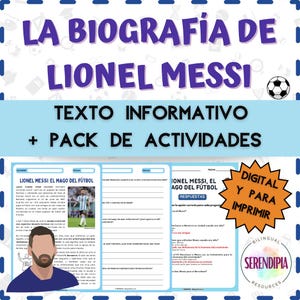 Biografía de Lionel Messi | LECTURA & ESCRITURA | Soccer Spanish Close Reading | Spanish Writing Worksheet | Learn Spanish | Soccer activity