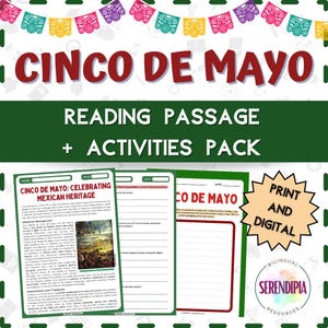 History of Cinco de Mayo | READING and WRITING WORKSHEETS | Cinco de Mayo Reading Comprehension Printable | Mexico Reading | Homeschool pdf