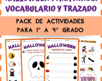 Halloween Español Niños | FLASHCARDS, JUEGO de la MEMORIA, Trazado | Halloween Spanish Printables for kids | Homeschool spanish worksheets