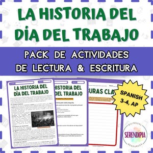 Historia del Día del Trabajo | ACTIVIDADES LECTURA Comprensiva & ESCRITURA | Labor Day Spanish Reading Printable | Homeschool SPanish pdf