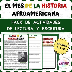 Black History Month Lectura | Black History Month Spanish Reading Comprehension Activities | Black Leaders Spanish Activities Middle School