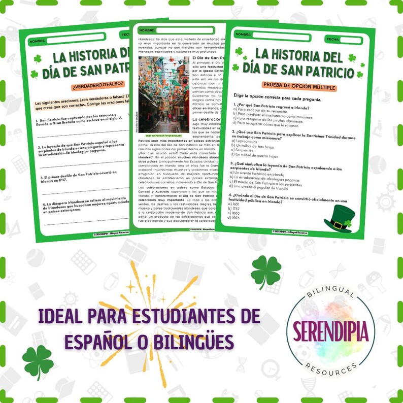 Día De San Patricio Lectura Comprensiva | St Patrick's Day Spanish ...