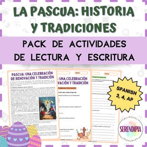Pascua: Historia, Tradiciones Símbolos Actividades LECTURA COMPRENSIVA | Easter Spanish Reading Comprehension Activities Printables