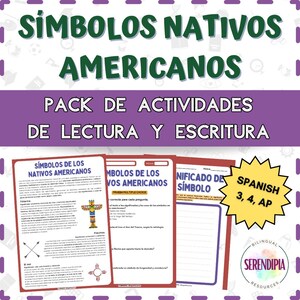 Native American Symbols | SPANISH READING COMPREHENSION | Native Heritage Spanish | Simbolos Nativos americanos | Native American printable
