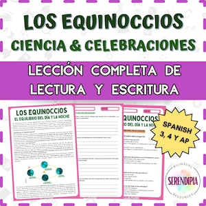 El Equinoccio (primavera-otoño) ACTIVIDADES LECTURA Comprensiva | Spring & Autumn Equinox Spanish Reading Comprehension Printables