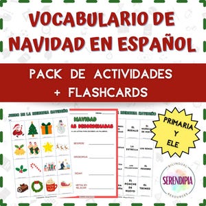 Vocabulario de Navidad | ACTIVIDADES EN ESPAÑOL | Christmas Spanish Worksheets | Learn Spanish | Games in Spanish | Christmas Flashcards