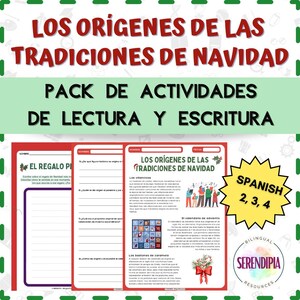 Las Tradiciones de Navidad LECTURA COMPRENSIVA Actividades | Christmas Traditions Spanish Reading Comprehension Activities Homeschool