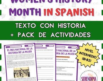 Women's History Month | SPANISH Reading Comprehension Printable | Women's History Month Spanish Writing | Mes de la Historia de la Mujer