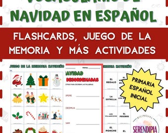 Vocabulario de Navidad Actividades en español Niños | Christmas Spanish Vocabulary Printables | Christmas Games in Spanish | Homeschool