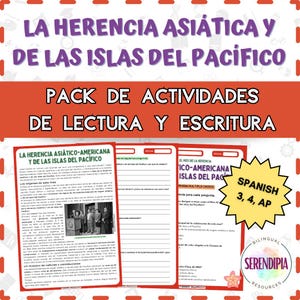 AAPI Spanish Reading Comprehension Printable | AAPI Herencia Asiatica Lectura |  AAPI Spanish Activities | Asian American Spanish Reading