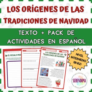 Las Tradiciones de Navidad | ACTIVIDADES LECTURA & ESCRITURA | Christmas Spanish Reading Worksheet | Learn Spanish | Texto Navidad