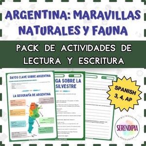 Argentina Geography Nature | Reading Comprehension in Spanish | Argentina Lectura Comprensiva | Spanish Reading Comprehension Printables