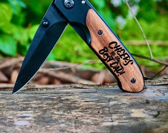 Personalized Gift for Dad, Engraved Pocket Knife for Dad, Custom Knife, Personalized Knife, Hunting Knife, Boyfriend Gift, Dad Gift, Knife