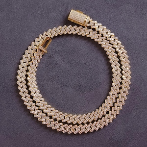 Cadena de eslabones con garra de diamante y moissanita VVS de 8 mm, chapada en oro vermeil de 10 quilates, plata de ley 925, collar de eslabones cubanos VVS1, joyería de hip hop, prueba de diamantes aprobada.