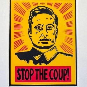 Pegatina holográfica o laminada transparente de activista "Detengan el golpe", ideal para computadora portátil, botella de agua, carta, postal, regalo para familiares, amigos y seres queridos