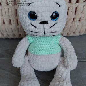 Crochet Cat Plush Toy Handmade Amigurumi Cat Doll Soft Cute Kitty Gift for Cat Lovers Nursery Decor