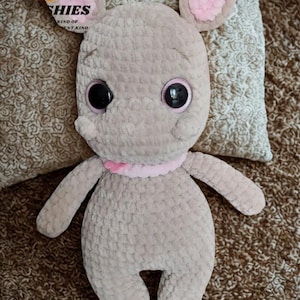 Baby Hippo Crochet Kids Toy, Crochet Amigurumi, Kawaii Plush Toy and Animal Lovey Gift, Soft Toy Design, Embroidered Animal Toy