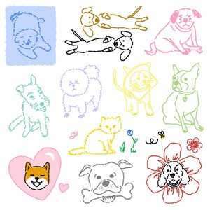 Portrait d'animal de compagnie personnalisé, illustration réalisée sur commande, dessin du contour de l'animal de compagnie, (téléchargement numérique)
