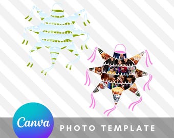 Modèle de toile modifiable Piñata | Posada Mexicana | Modèle de photo de collage