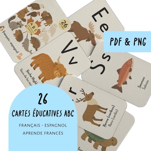 ABC Animaux du Canada - Cartes éducatives Bilingues Français Espagnol | Alfabeto Animales de Canadá para Niños | Flashcards Educativas FR-ES