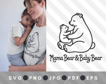 Fichier PNG SVG maman et bébé ours dans leurs bras | Famille d'ours linéaires | lineart de désherbage d'ours en vinyle | fichier png svg fête des mères | Ours Cricut