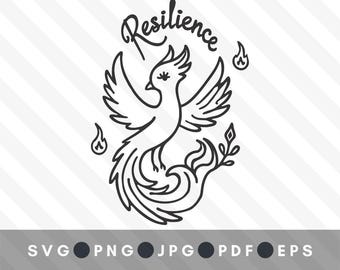 Resilience phonenix bird svg phoenix clipart phoenix illustration inspirational svg phoenix png resilience firebird digital download